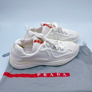 Prada Authentic Women's  Fabric Runner Sneakers In White Size US 7